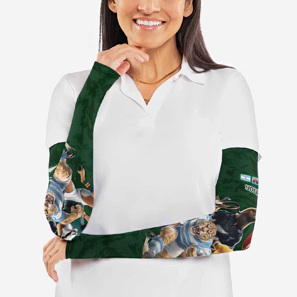 Custom Rugby Southern Hemisphere Arm Sleeves Argentina AUNZ South Africa Mascot Green - Wonder Print Shop