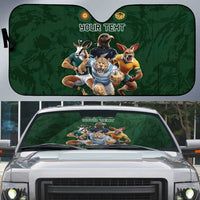 Custom Rugby Southern Hemisphere Auto Sun Shade Argentina AUNZ South Africa Mascot Green - Wonder Print Shop
