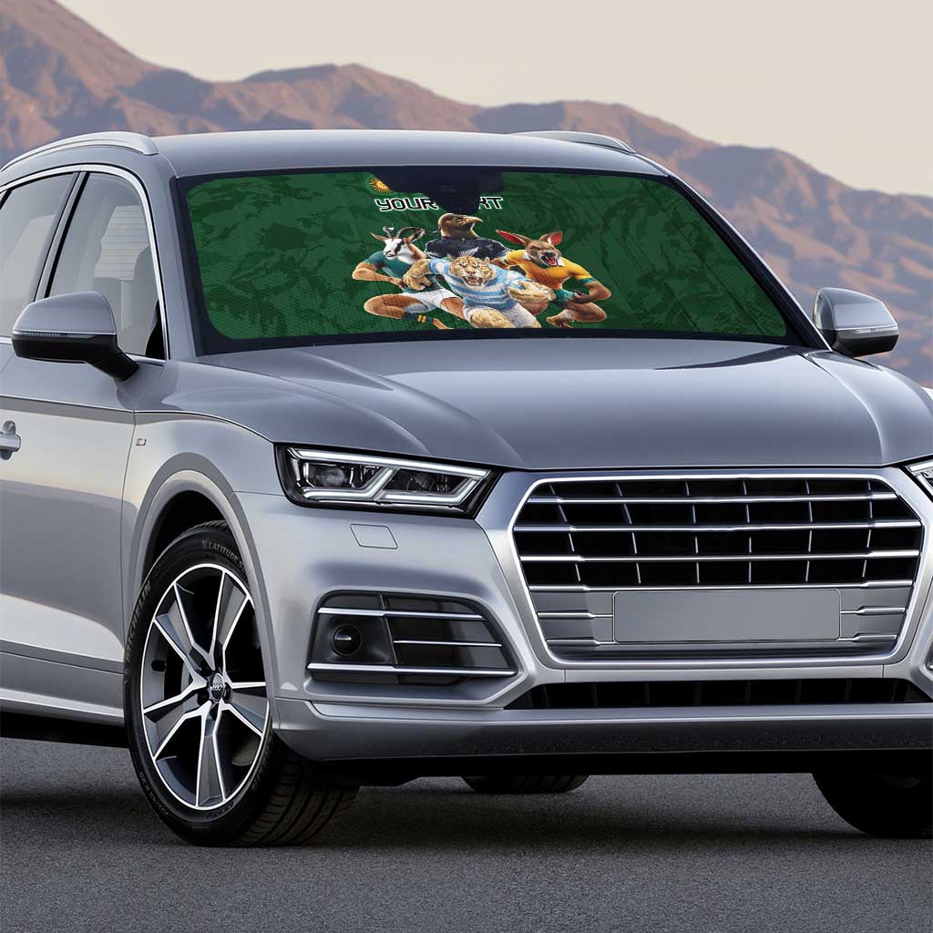 Custom Rugby Southern Hemisphere Auto Sun Shade Argentina AUNZ South Africa Mascot Green - Wonder Print Shop
