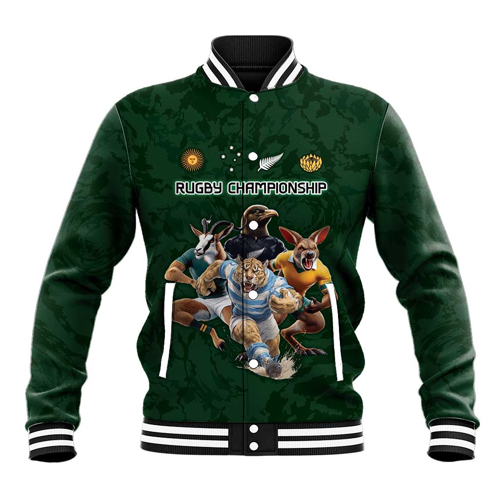 Custom Rugby Southern Hemisphere Baseball Jacket Argentina AUNZ South Africa Mascot Green - Wonder Print Shop