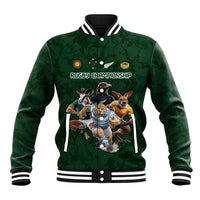 Custom Rugby Southern Hemisphere Baseball Jacket Argentina AUNZ South Africa Mascot Green - Wonder Print Shop