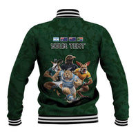 Custom Rugby Southern Hemisphere Baseball Jacket Argentina AUNZ South Africa Mascot Green - Wonder Print Shop