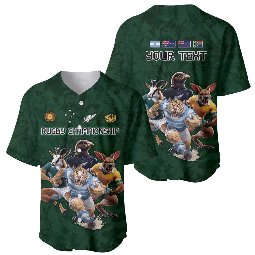Custom Rugby Southern Hemisphere Baseball Jersey Argentina AUNZ South Africa Mascot Green - Wonder Print Shop