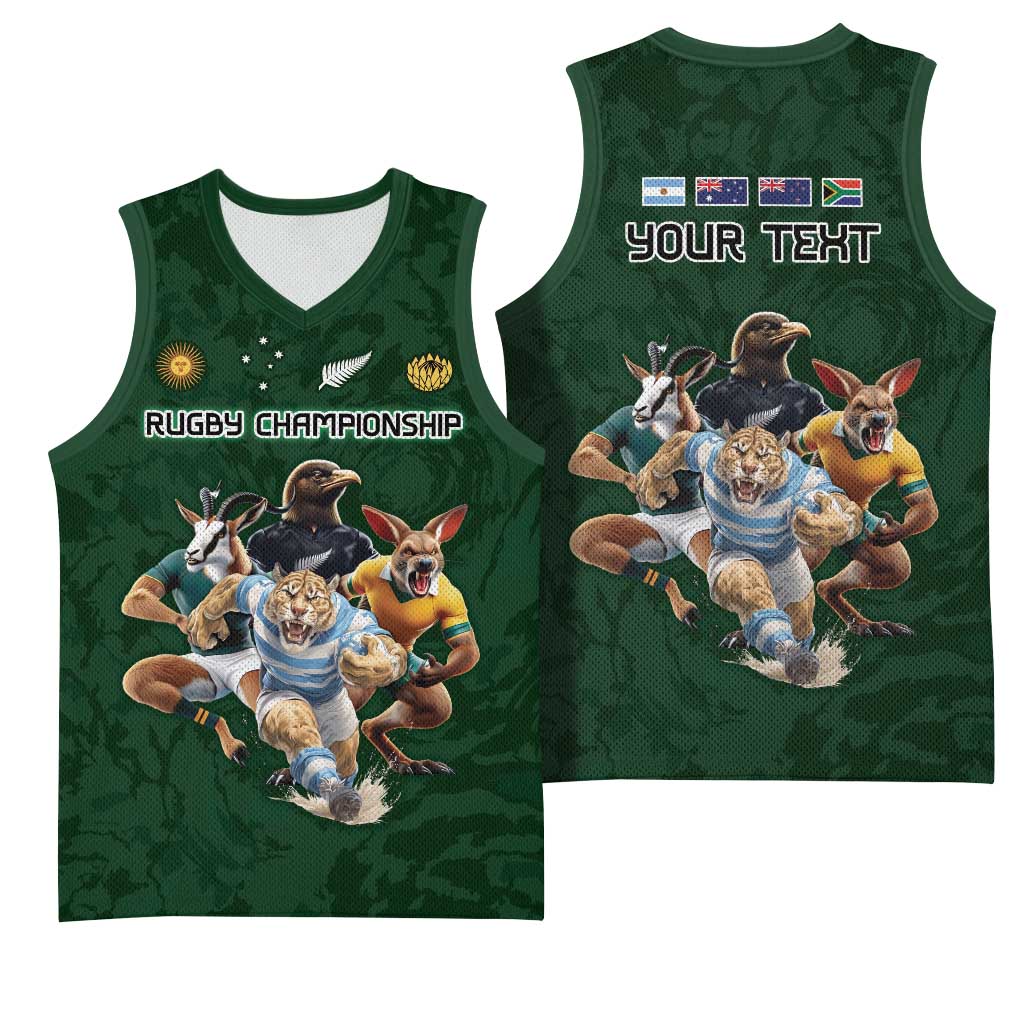 Custom Rugby Southern Hemisphere Basketball Jersey Argentina AUNZ South Africa Mascot Green - Wonder Print Shop