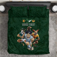 Custom Rugby Southern Hemisphere Bedding Set Argentina AUNZ South Africa Mascot Green - Wonder Print Shop