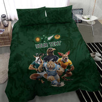 Custom Rugby Southern Hemisphere Bedding Set Argentina AUNZ South Africa Mascot Green - Wonder Print Shop