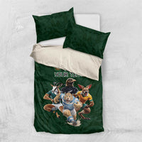 Custom Rugby Southern Hemisphere Bedding Set Argentina AUNZ South Africa Mascot Green - Wonder Print Shop