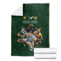 Custom Rugby Southern Hemisphere Blanket Argentina AUNZ South Africa Mascot Green - Wonder Print Shop