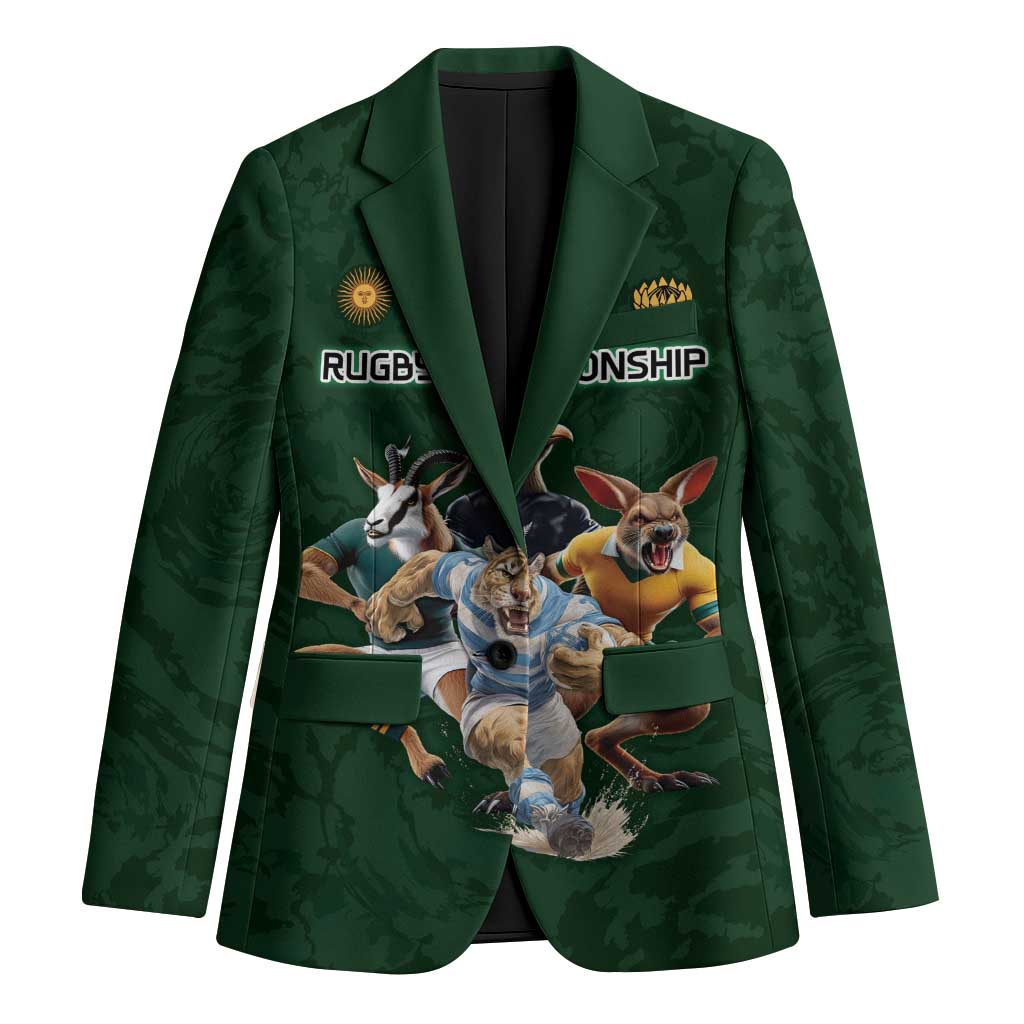 Custom Rugby Southern Hemisphere Blazer Argentina AUNZ South Africa Mascot Green - Wonder Print Shop