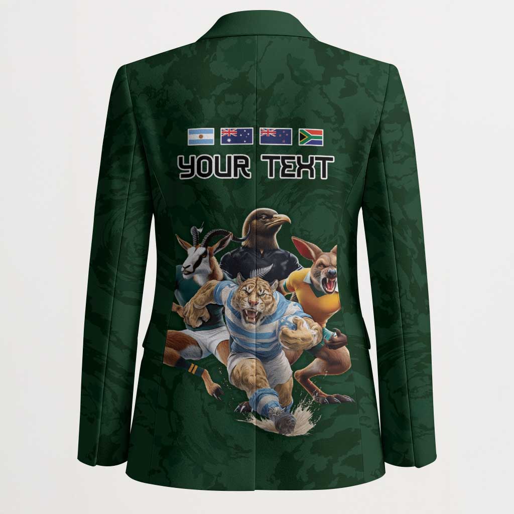Custom Rugby Southern Hemisphere Blazer Argentina AUNZ South Africa Mascot Green - Wonder Print Shop