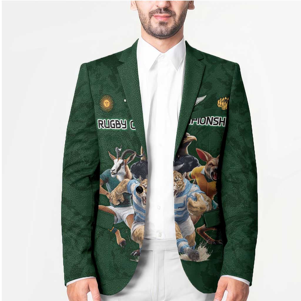 Custom Rugby Southern Hemisphere Blazer Argentina AUNZ South Africa Mascot Green - Wonder Print Shop