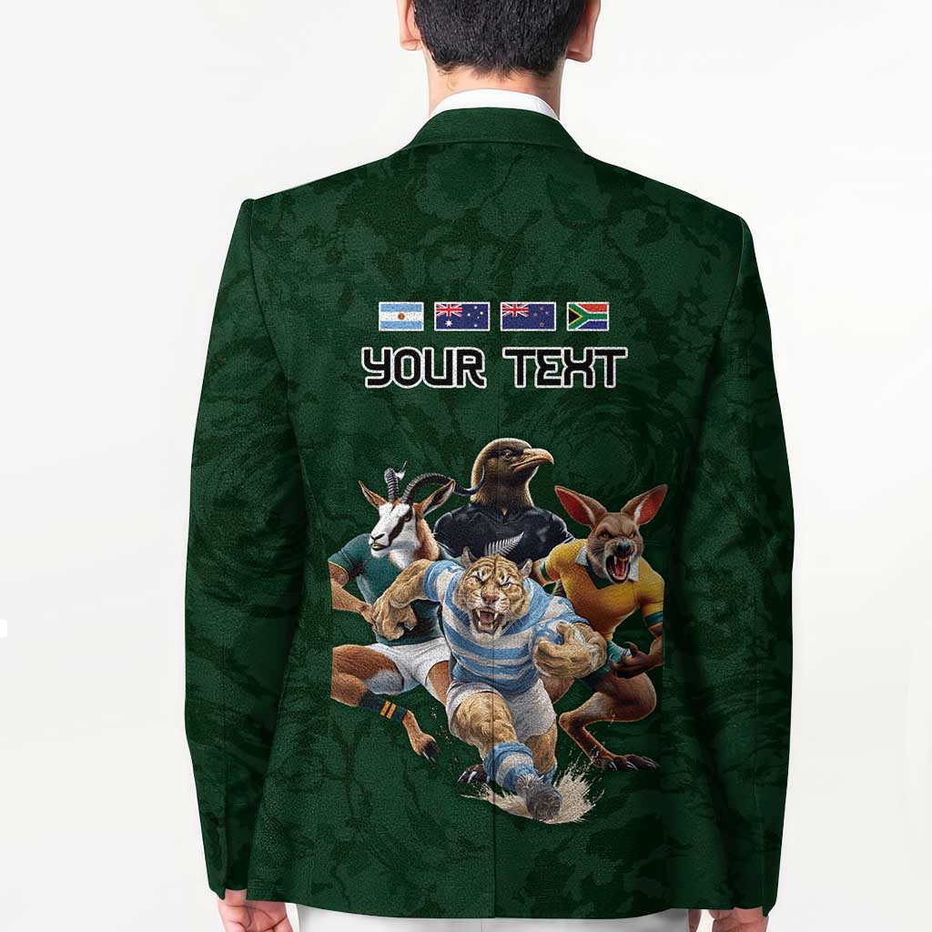 Custom Rugby Southern Hemisphere Blazer Argentina AUNZ South Africa Mascot Green - Wonder Print Shop