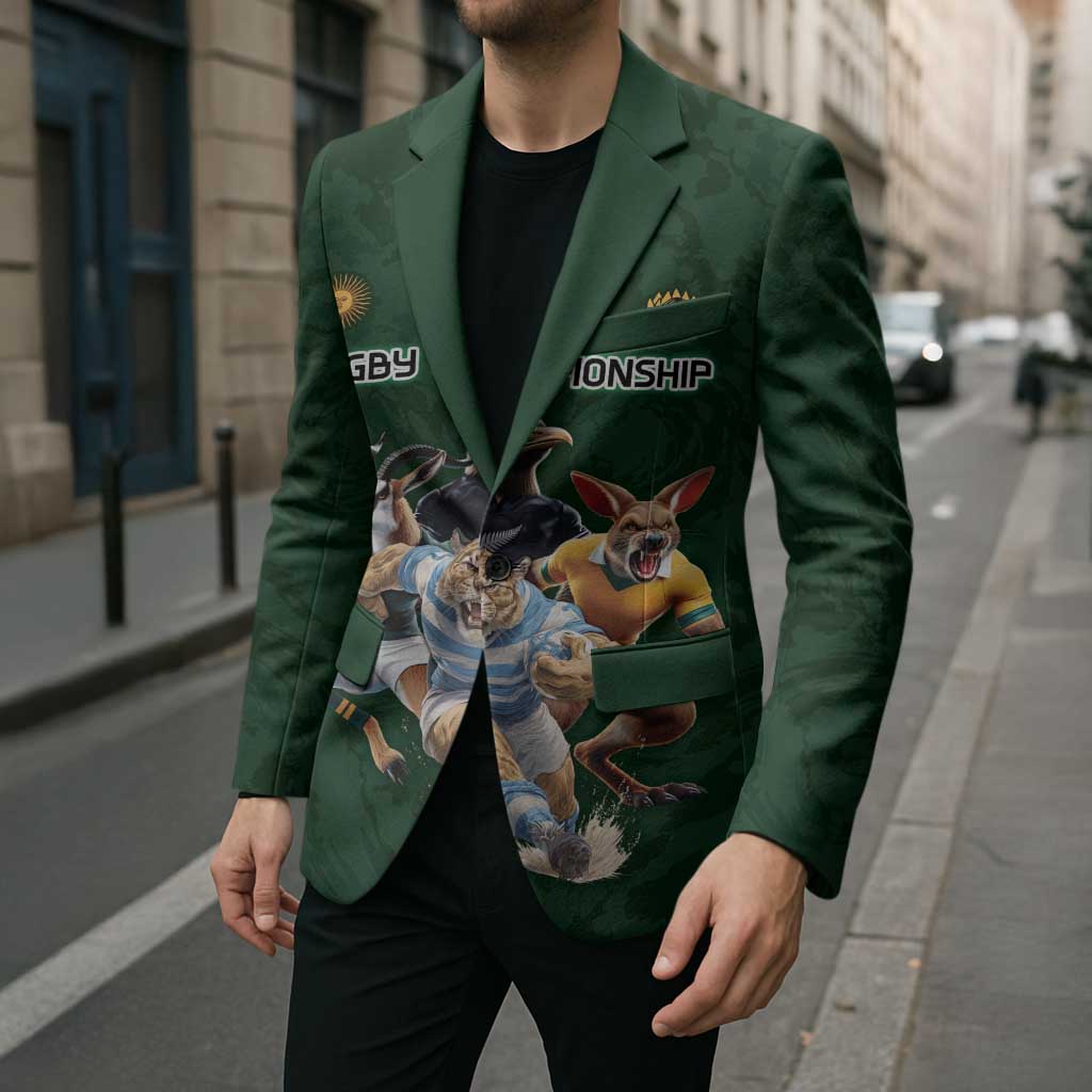 Custom Rugby Southern Hemisphere Blazer Argentina AUNZ South Africa Mascot Green - Wonder Print Shop