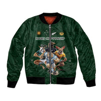 Custom Rugby Southern Hemisphere Bomber Jacket Argentina AUNZ South Africa Mascot Green - Wonder Print Shop