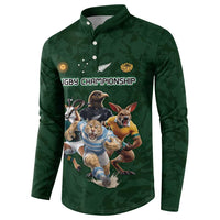 Custom Rugby Southern Hemisphere Button Sweatshirt Argentina AUNZ South Africa Mascot Green - Wonder Print Shop
