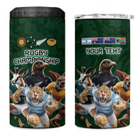 Custom Rugby Southern Hemisphere 4 in 1 Can Cooler Tumbler Argentina AUNZ South Africa Mascot Green - Wonder Print Shop