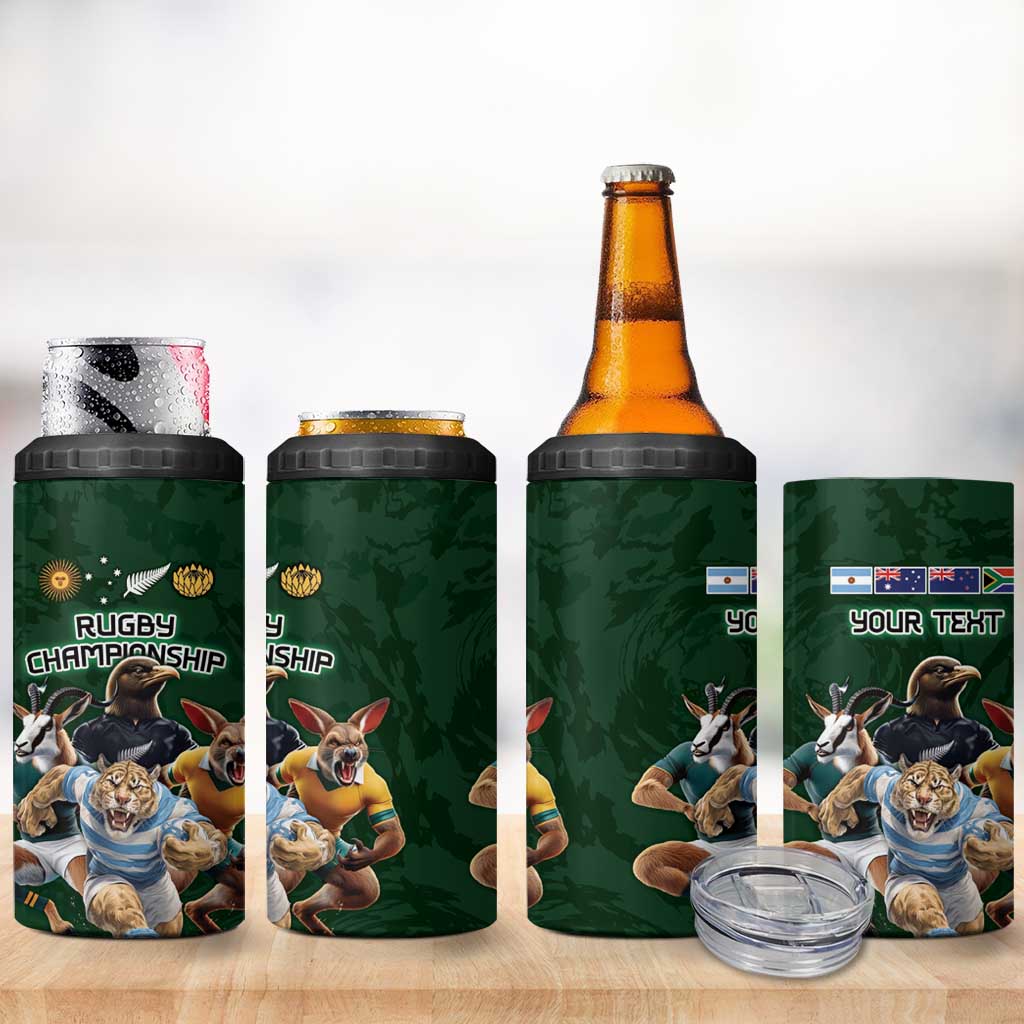 Custom Rugby Southern Hemisphere 4 in 1 Can Cooler Tumbler Argentina AUNZ South Africa Mascot Green - Wonder Print Shop
