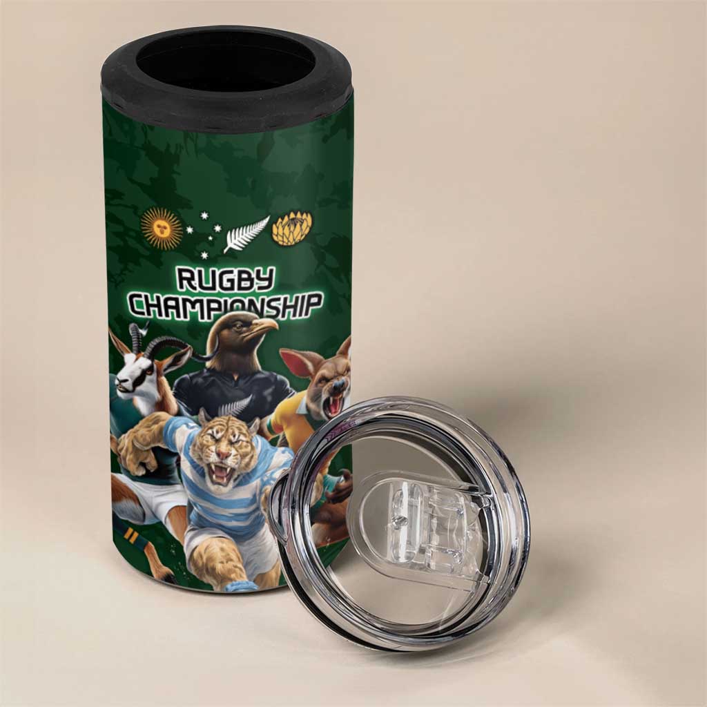 Custom Rugby Southern Hemisphere 4 in 1 Can Cooler Tumbler Argentina AUNZ South Africa Mascot Green - Wonder Print Shop