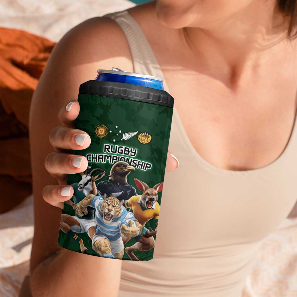 Custom Rugby Southern Hemisphere 4 in 1 Can Cooler Tumbler Argentina AUNZ South Africa Mascot Green - Wonder Print Shop