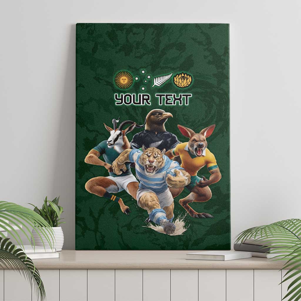 Custom Rugby Southern Hemisphere Canvas Wall Art Argentina AUNZ South Africa Mascot Green - Wonder Print Shop