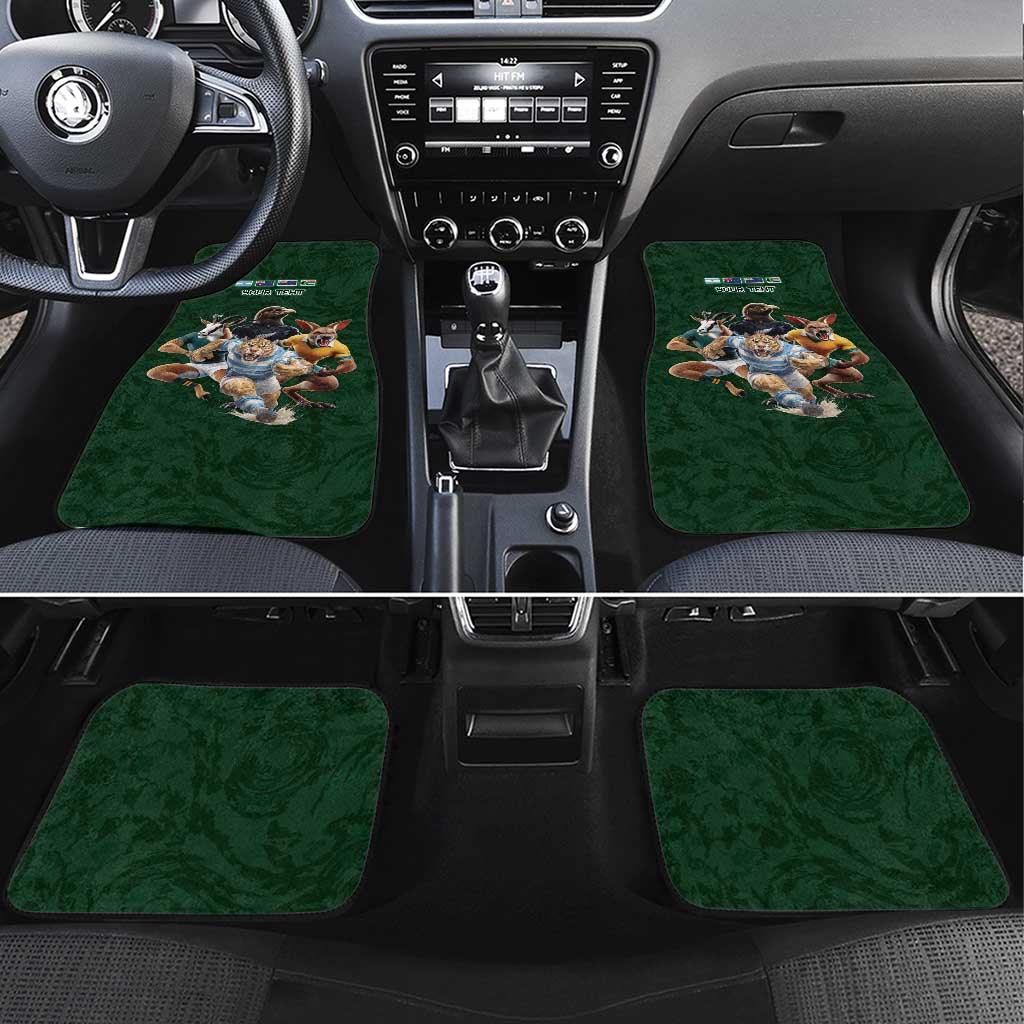 Custom Rugby Southern Hemisphere Car Mats Argentina AUNZ South Africa Mascot Green - Wonder Print Shop