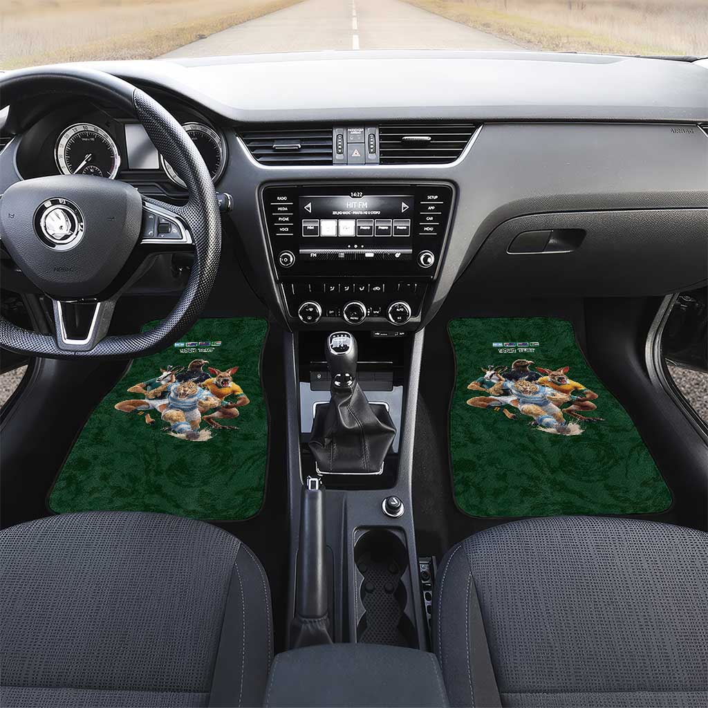 Custom Rugby Southern Hemisphere Car Mats Argentina AUNZ South Africa Mascot Green - Wonder Print Shop
