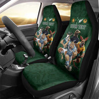 Custom Rugby Southern Hemisphere Car Seat Cover Argentina AUNZ South Africa Mascot Green - Wonder Print Shop