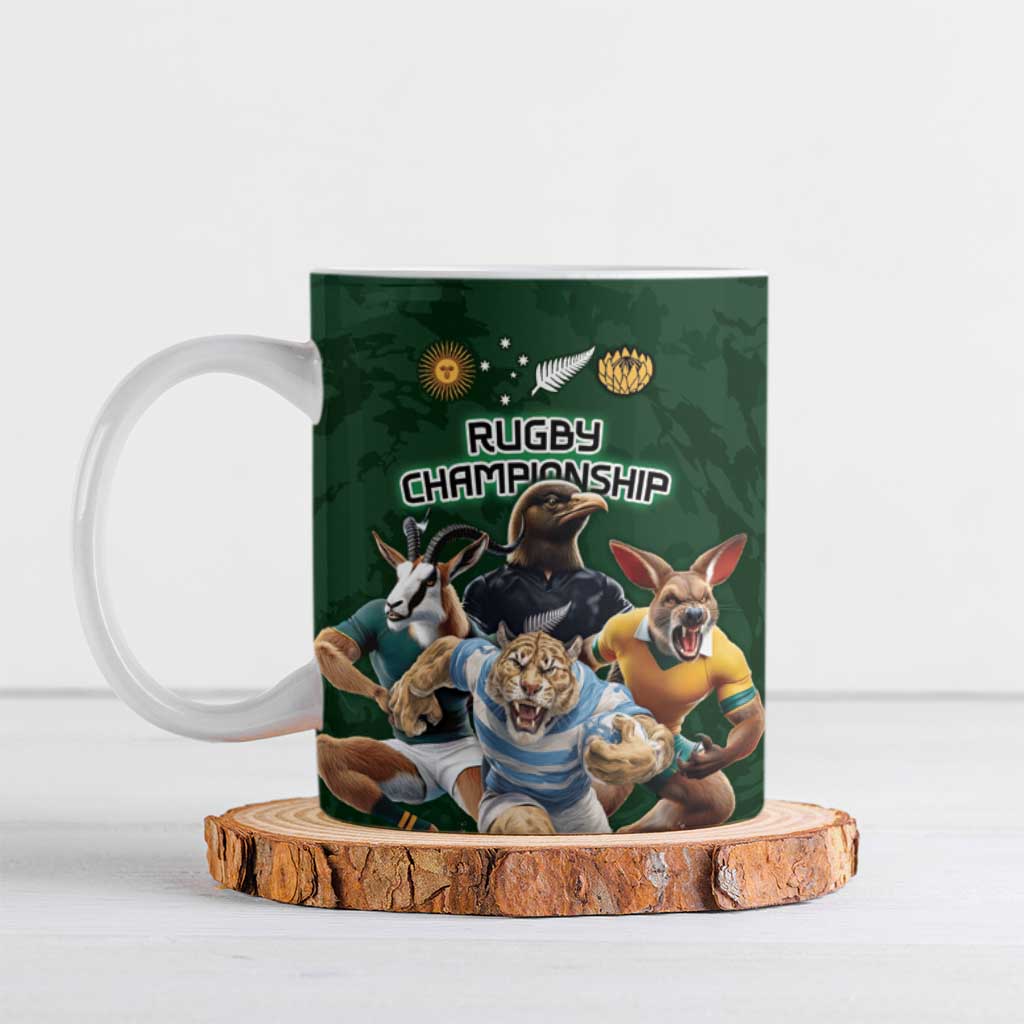 Custom Rugby Southern Hemisphere Ceramic Mug Argentina AUNZ South Africa Mascot Green - Wonder Print Shop