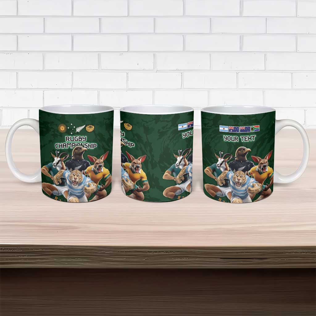 Custom Rugby Southern Hemisphere Ceramic Mug Argentina AUNZ South Africa Mascot Green - Wonder Print Shop