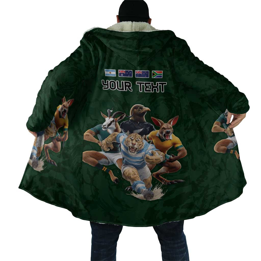 Custom Rugby Southern Hemisphere Cloak Argentina AUNZ South Africa Mascot Green - Wonder Print Shop