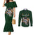 Custom Rugby Southern Hemisphere Couples Matching Mermaid Dress and Long Sleeve Button Shirt Argentina AUNZ South Africa Mascot Green - Wonder Print Shop