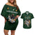 Custom Rugby Southern Hemisphere Couples Matching Off Shoulder Short Dress and Hawaiian Shirt Argentina AUNZ South Africa Mascot Green - Wonder Print Shop