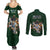 Custom Rugby Southern Hemisphere Couples Matching Summer Maxi Dress and Long Sleeve Button Shirt Argentina AUNZ South Africa Mascot Green - Wonder Print Shop