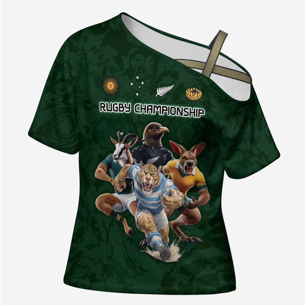 Custom Rugby Southern Hemisphere Cross Shoulder Shirt Argentina AUNZ South Africa Mascot Green - Wonder Print Shop
