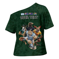 Custom Rugby Southern Hemisphere Cross Shoulder Shirt Argentina AUNZ South Africa Mascot Green - Wonder Print Shop