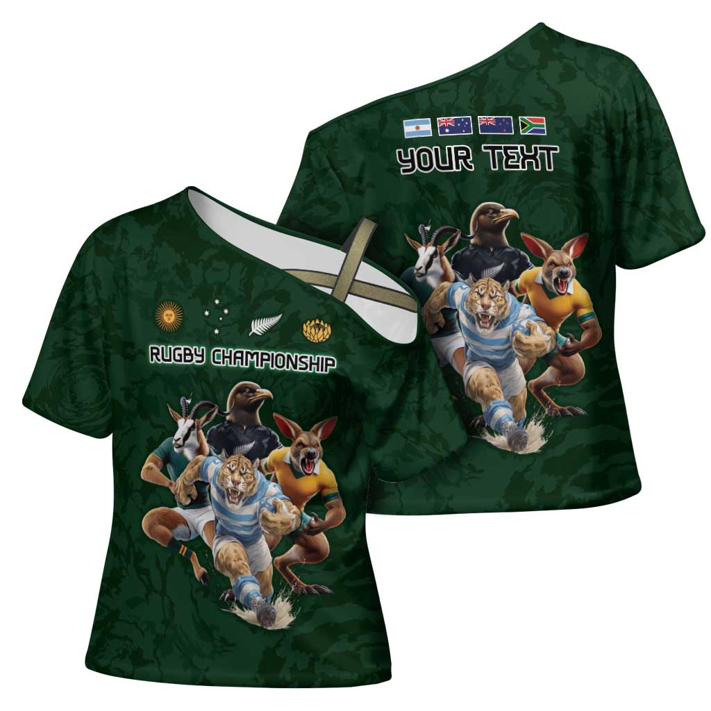 Custom Rugby Southern Hemisphere Cross Shoulder Shirt Argentina AUNZ South Africa Mascot Green - Wonder Print Shop