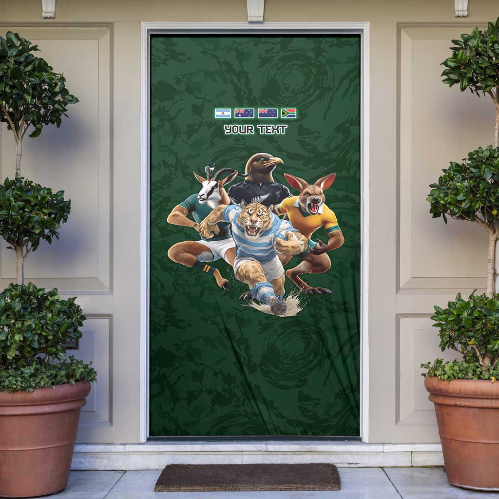 Custom Rugby Southern Hemisphere Door Cover Argentina AUNZ South Africa Mascot Green - Wonder Print Shop