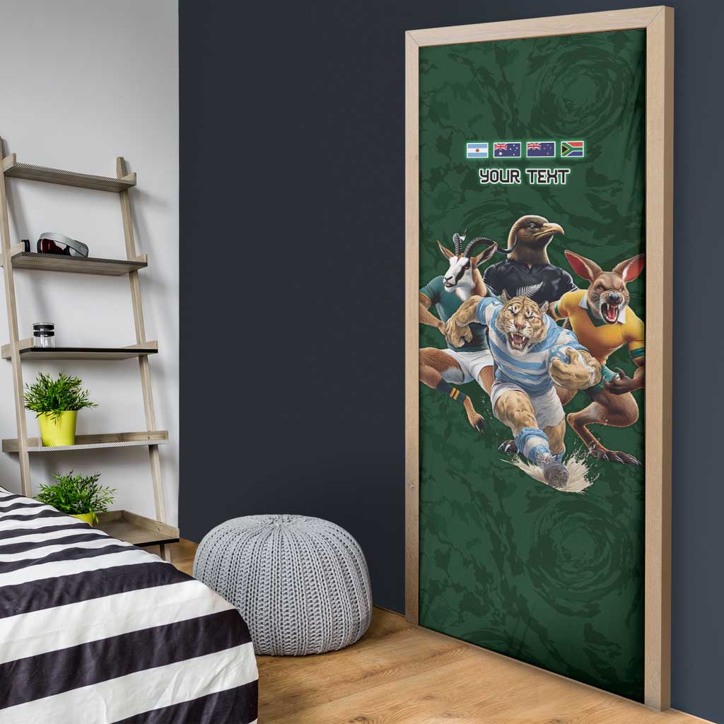 Custom Rugby Southern Hemisphere Door Cover Argentina AUNZ South Africa Mascot Green - Wonder Print Shop