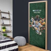 Custom Rugby Southern Hemisphere Door Cover Argentina AUNZ South Africa Mascot Green - Wonder Print Shop