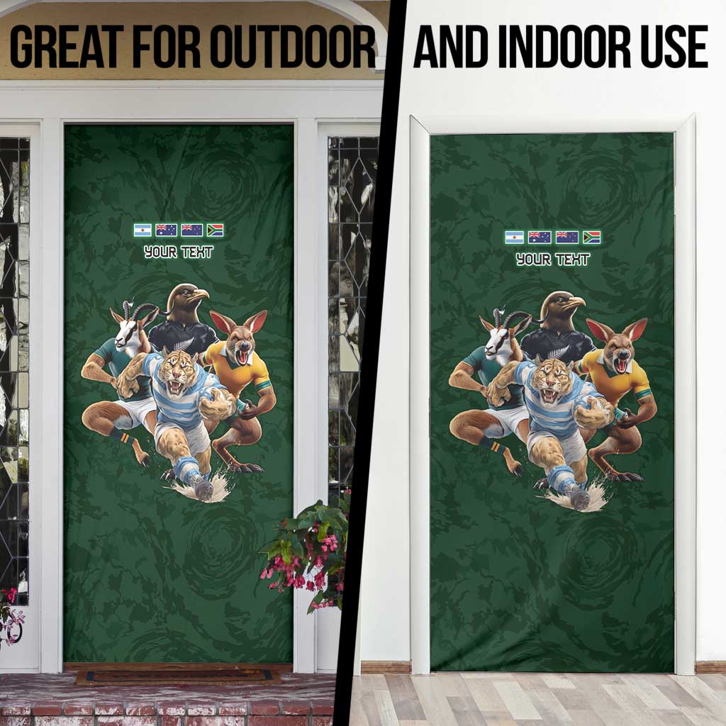 Custom Rugby Southern Hemisphere Door Cover Argentina AUNZ South Africa Mascot Green - Wonder Print Shop