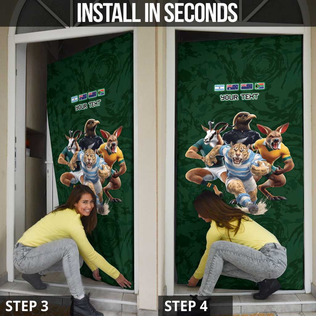Custom Rugby Southern Hemisphere Door Cover Argentina AUNZ South Africa Mascot Green - Wonder Print Shop