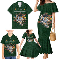 Custom Rugby Southern Hemisphere Family Matching Mermaid Dress and Hawaiian Shirt Argentina AUNZ South Africa Mascot Green - Wonder Print Shop