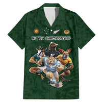 Custom Rugby Southern Hemisphere Family Matching Mermaid Dress and Hawaiian Shirt Argentina AUNZ South Africa Mascot Green - Wonder Print Shop