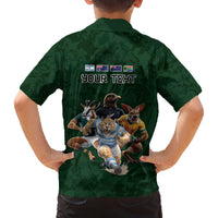 Custom Rugby Southern Hemisphere Family Matching Off The Shoulder Long Sleeve Dress and Hawaiian Shirt Argentina AUNZ South Africa Mascot Green - Wonder Print Shop