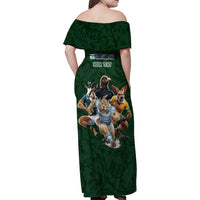 Custom Rugby Southern Hemisphere Family Matching Off Shoulder Maxi Dress and Hawaiian Shirt Argentina AUNZ South Africa Mascot Green - Wonder Print Shop