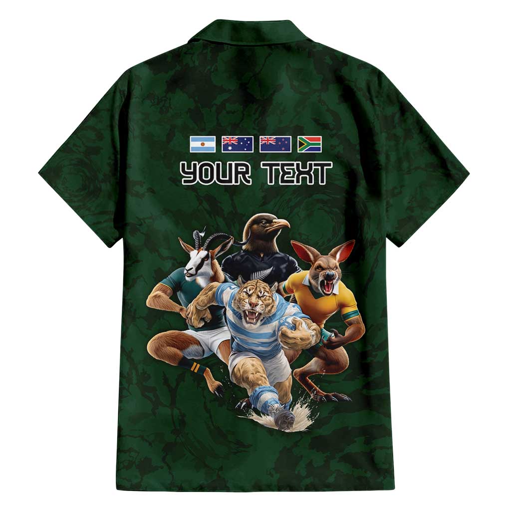 Custom Rugby Southern Hemisphere Family Matching Tank Maxi Dress and Hawaiian Shirt Argentina AUNZ South Africa Mascot Green - Wonder Print Shop
