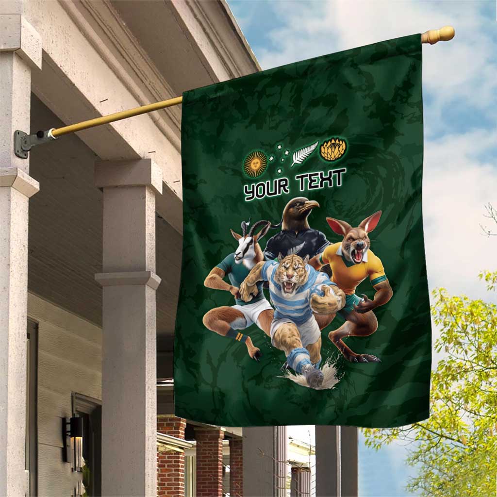 Custom Rugby Southern Hemisphere Garden Flag Argentina AUNZ South Africa Mascot Green - Wonder Print Shop