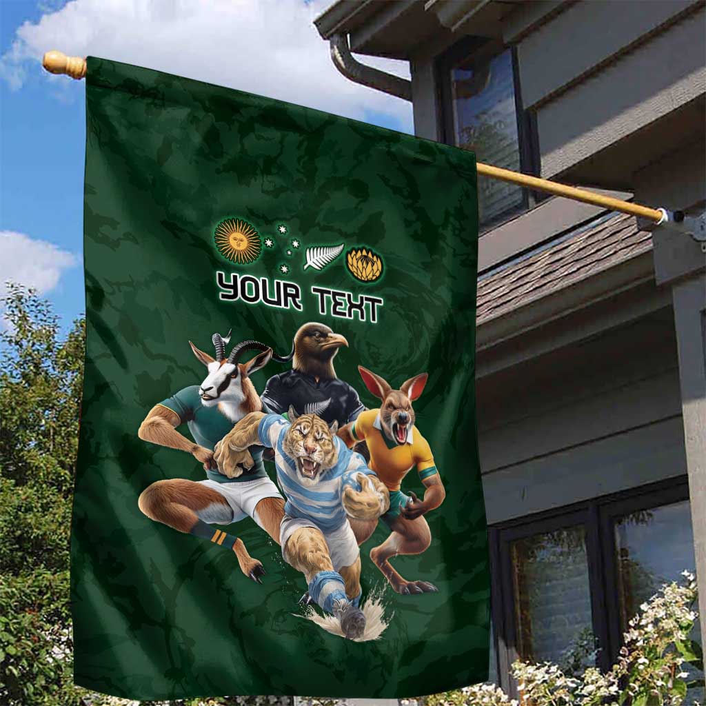 Custom Rugby Southern Hemisphere Garden Flag Argentina AUNZ South Africa Mascot Green - Wonder Print Shop