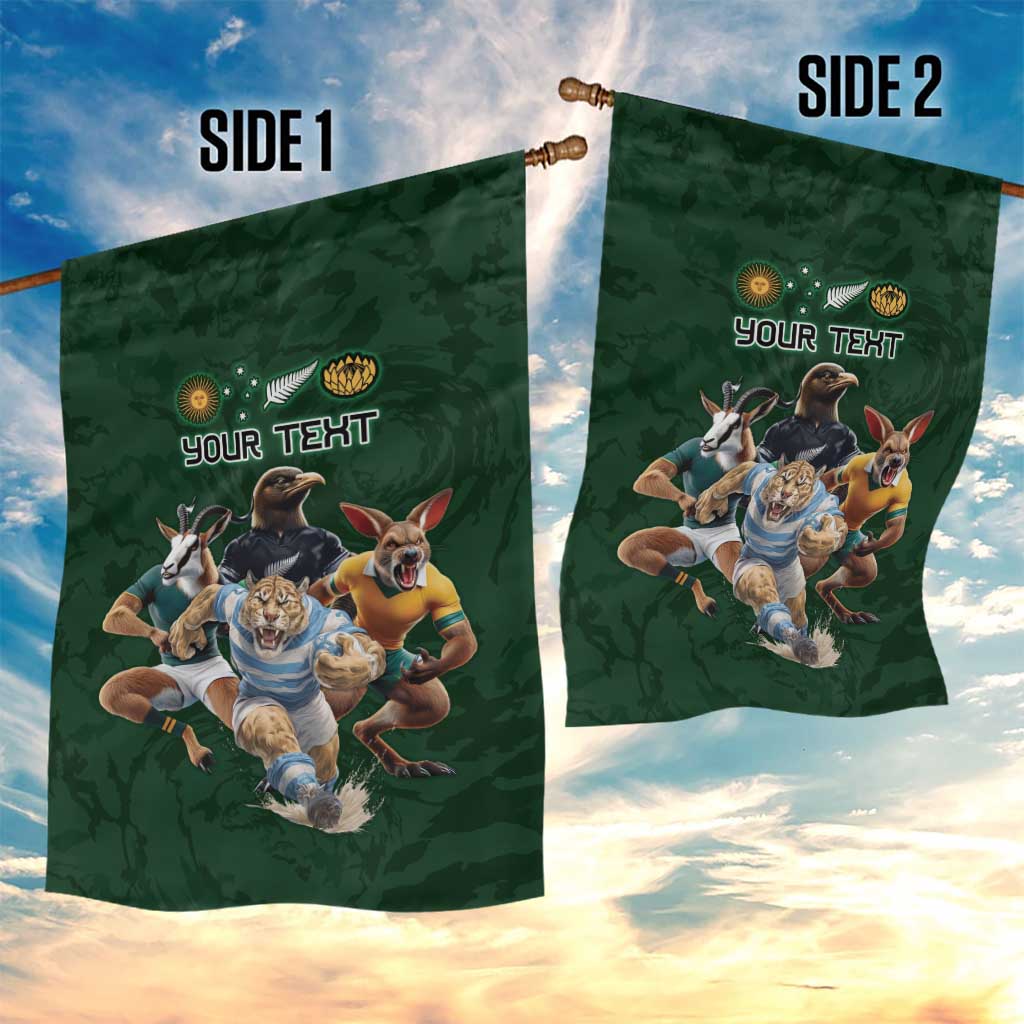 Custom Rugby Southern Hemisphere Garden Flag Argentina AUNZ South Africa Mascot Green - Wonder Print Shop