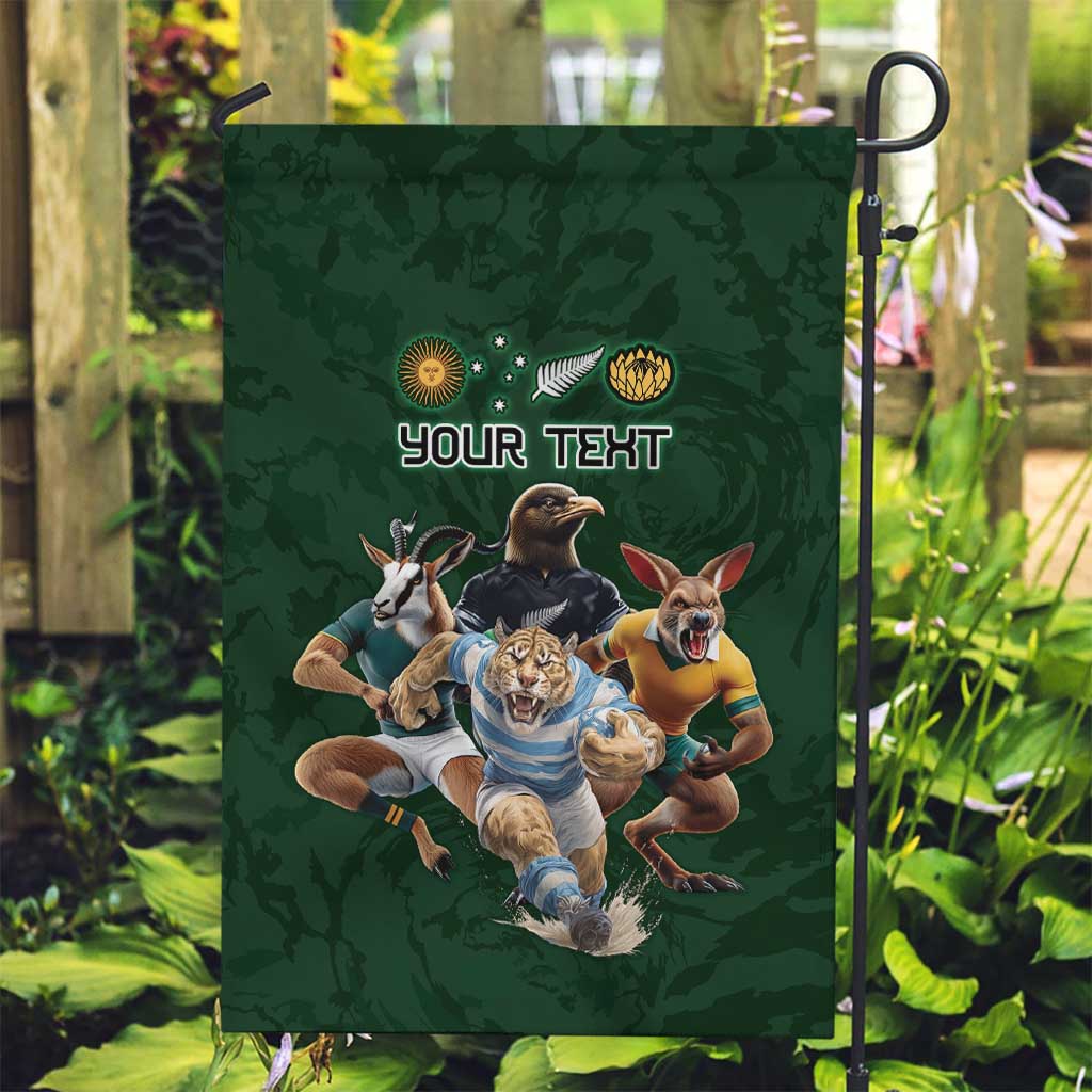 Custom Rugby Southern Hemisphere Garden Flag Argentina AUNZ South Africa Mascot Green - Wonder Print Shop